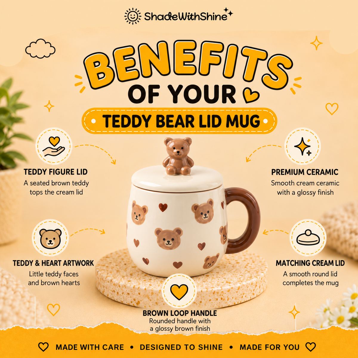 Teddy Bear Mug with Lid