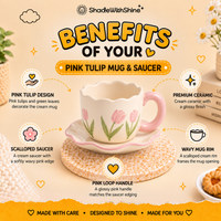 Pink Tulip Mug & Saucer