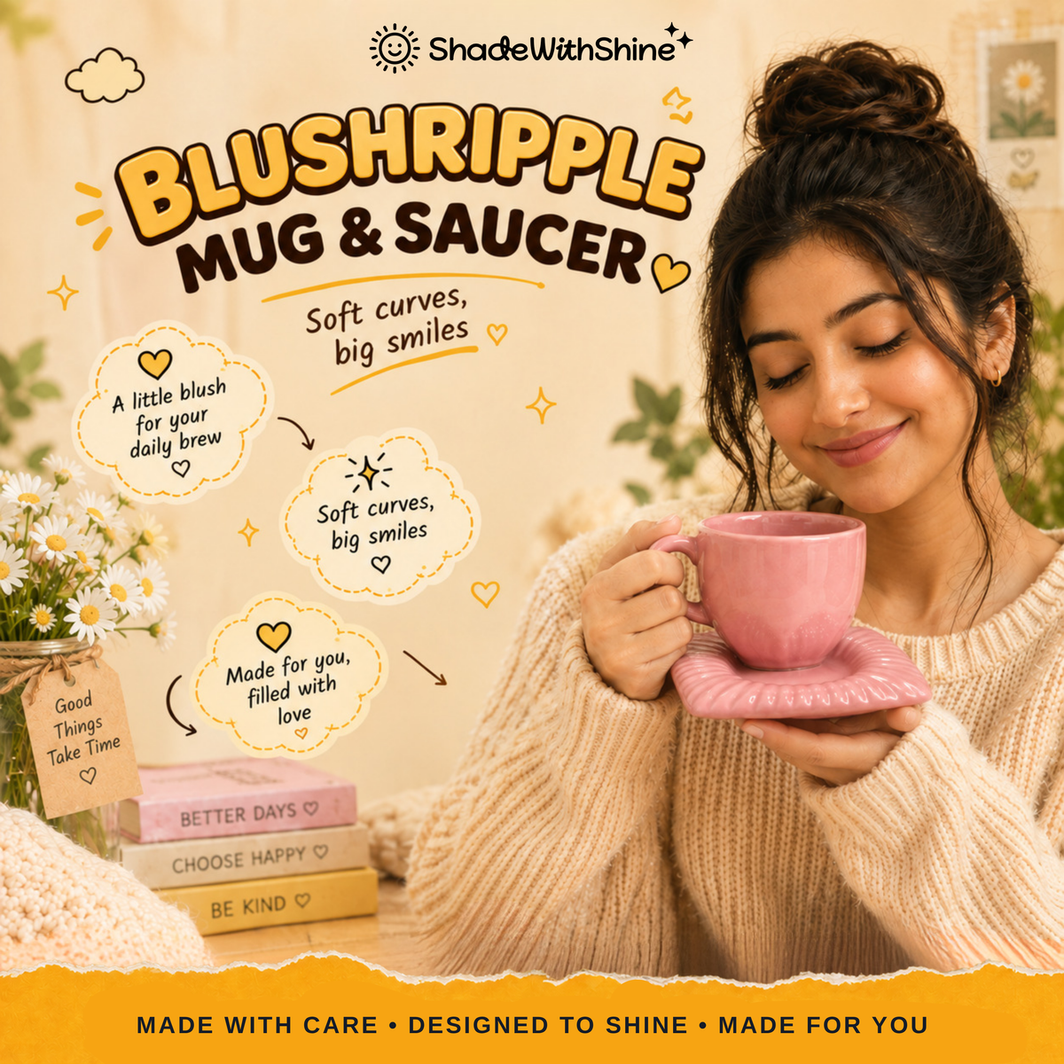 BlushRipple Mug & Saucer