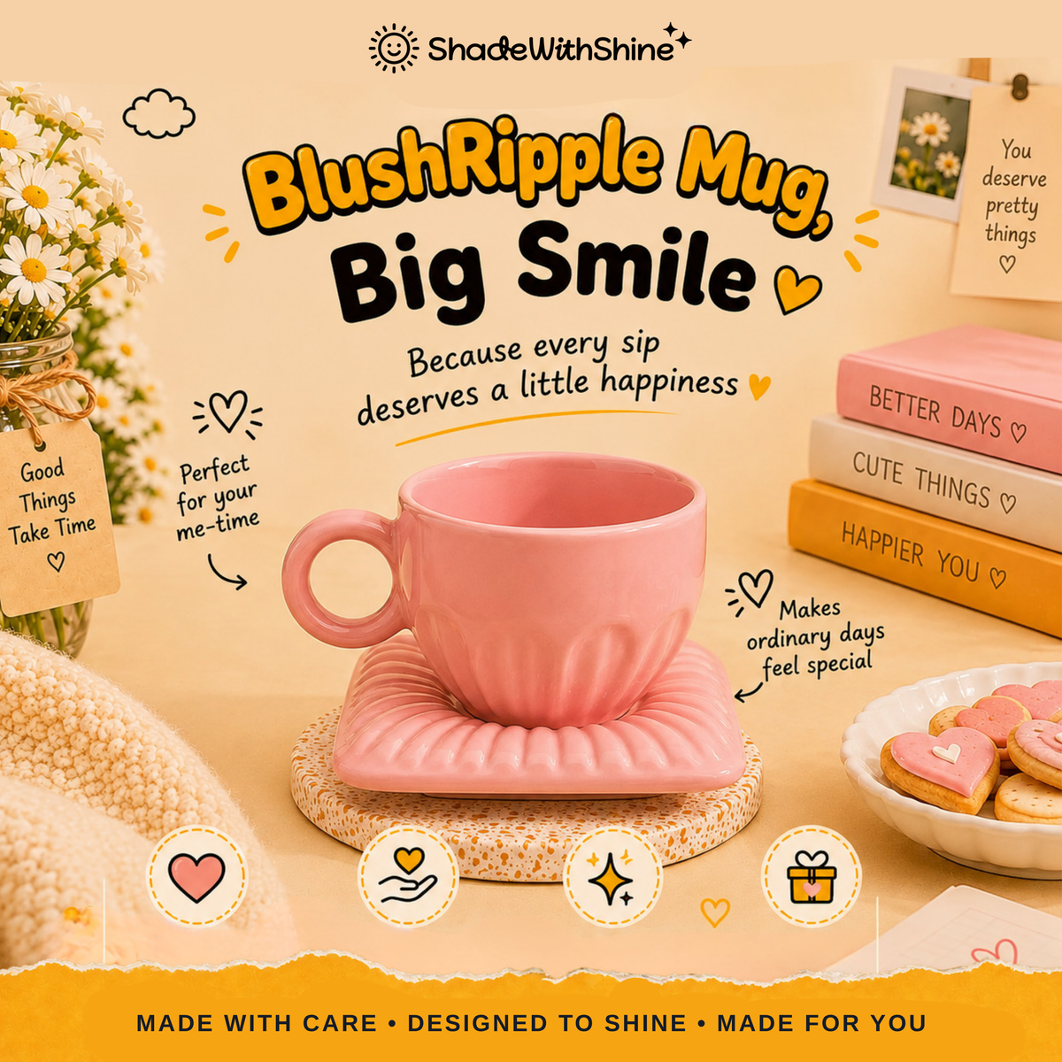 BlushRipple Mug & Saucer