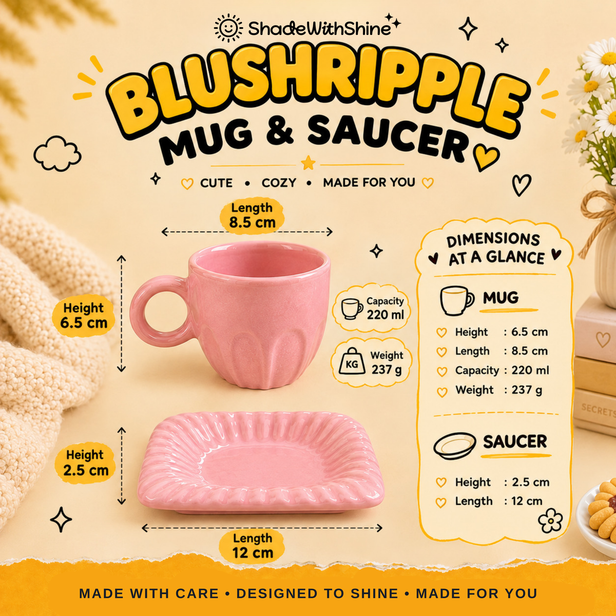 BlushRipple Mug & Saucer