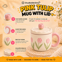 Pink Tulip Mug with Lid