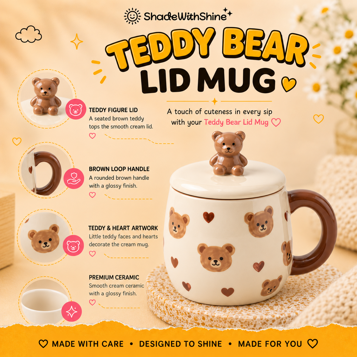 Teddy Bear Mug with Lid