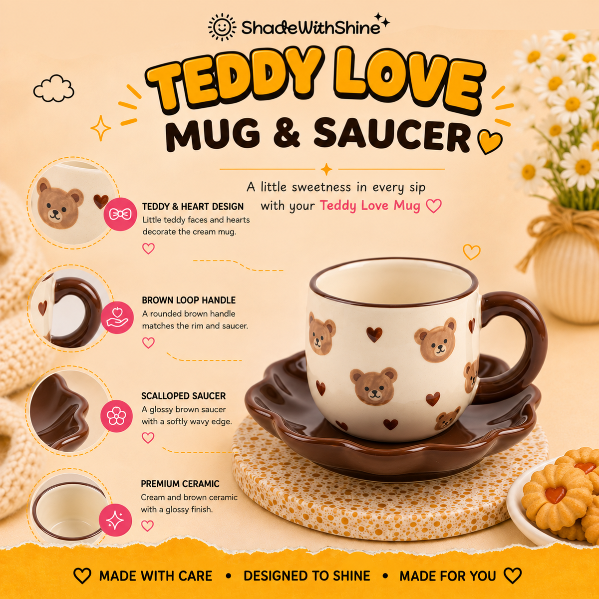 Teddy Love Mug & Saucer