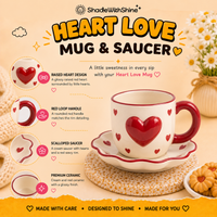 Heart Love Mug & Saucer