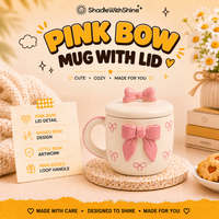 Pink Bow Mug with Lid