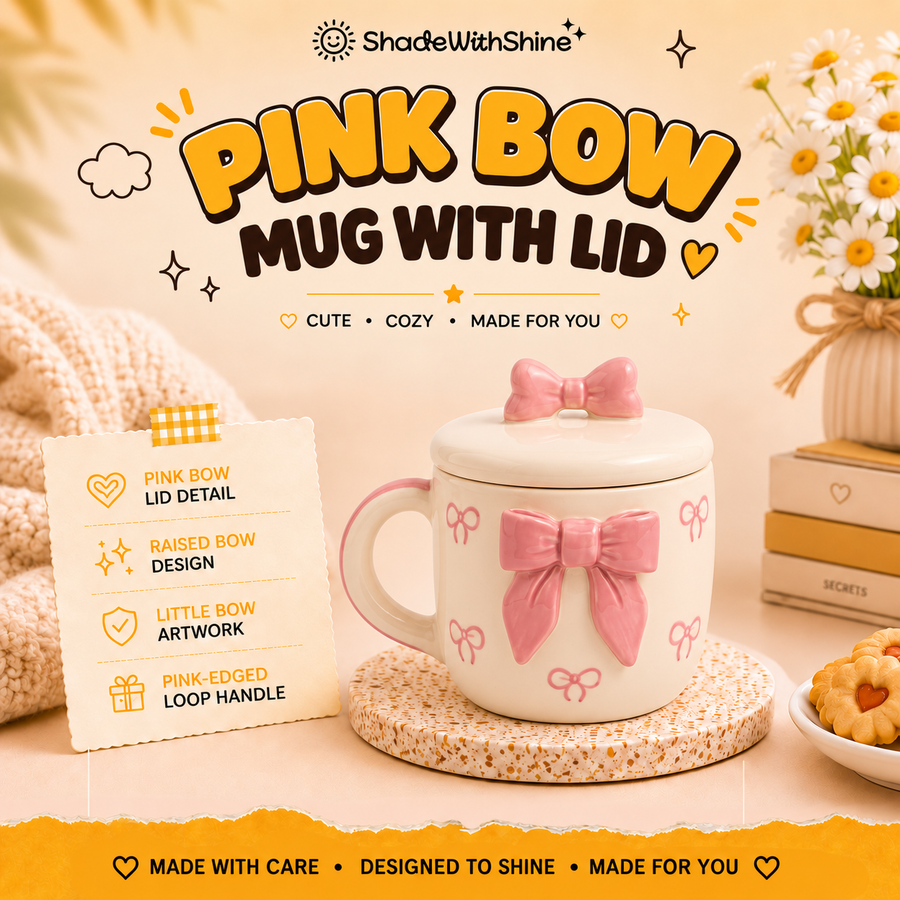 Pink Bow Mug with Lid