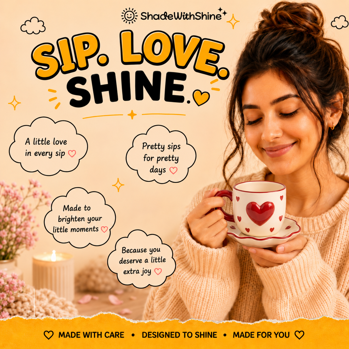 Heart Love Mug & Saucer