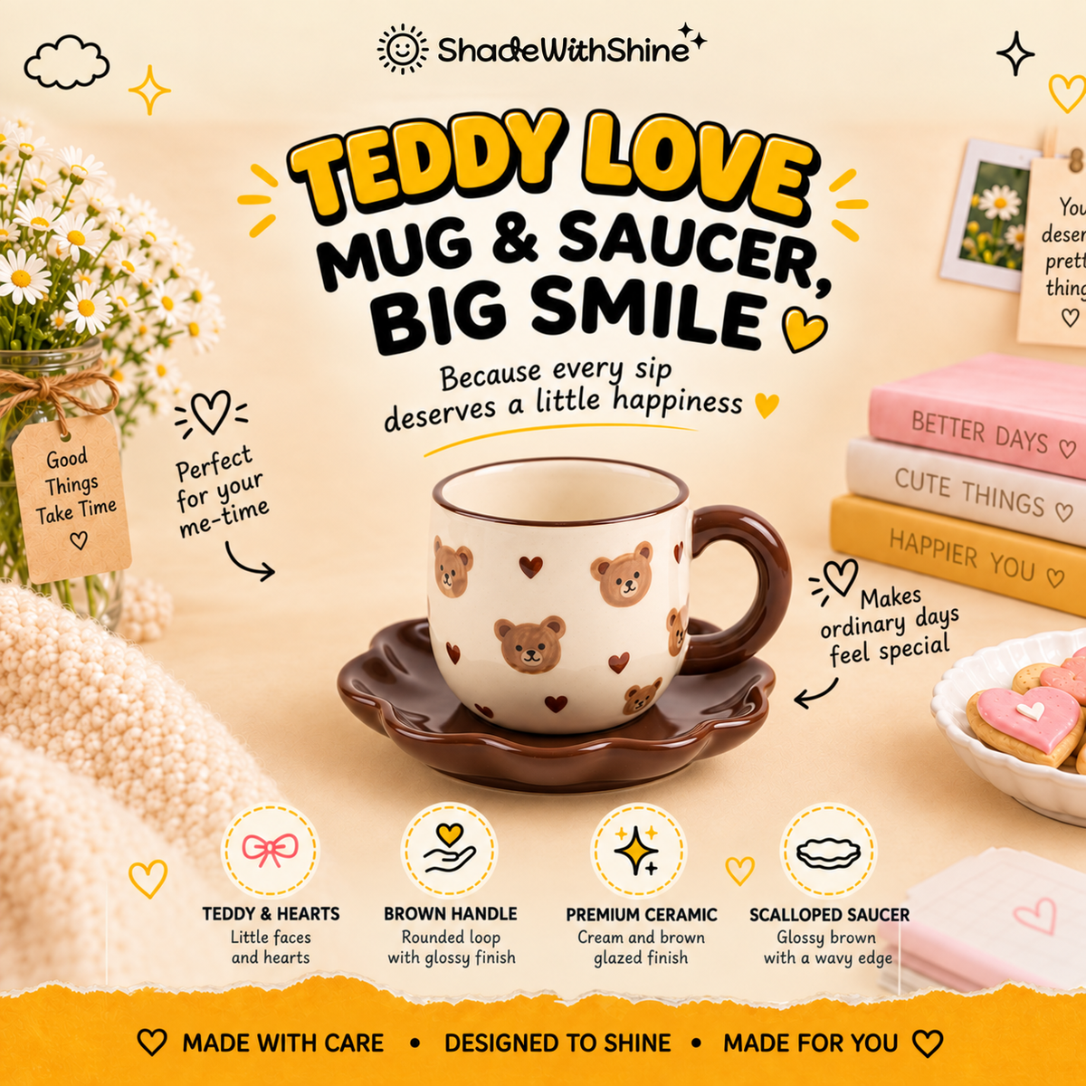 Teddy Love Mug & Saucer
