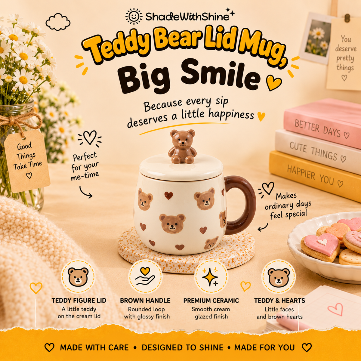 Teddy Bear Mug with Lid