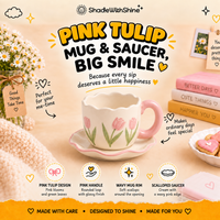 Pink Tulip Mug & Saucer