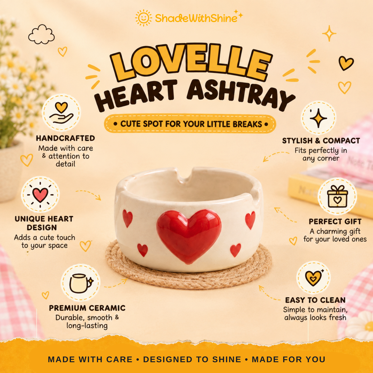 Lovelle Heart Ashtray