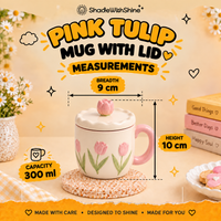 Pink Tulip Mug with Lid