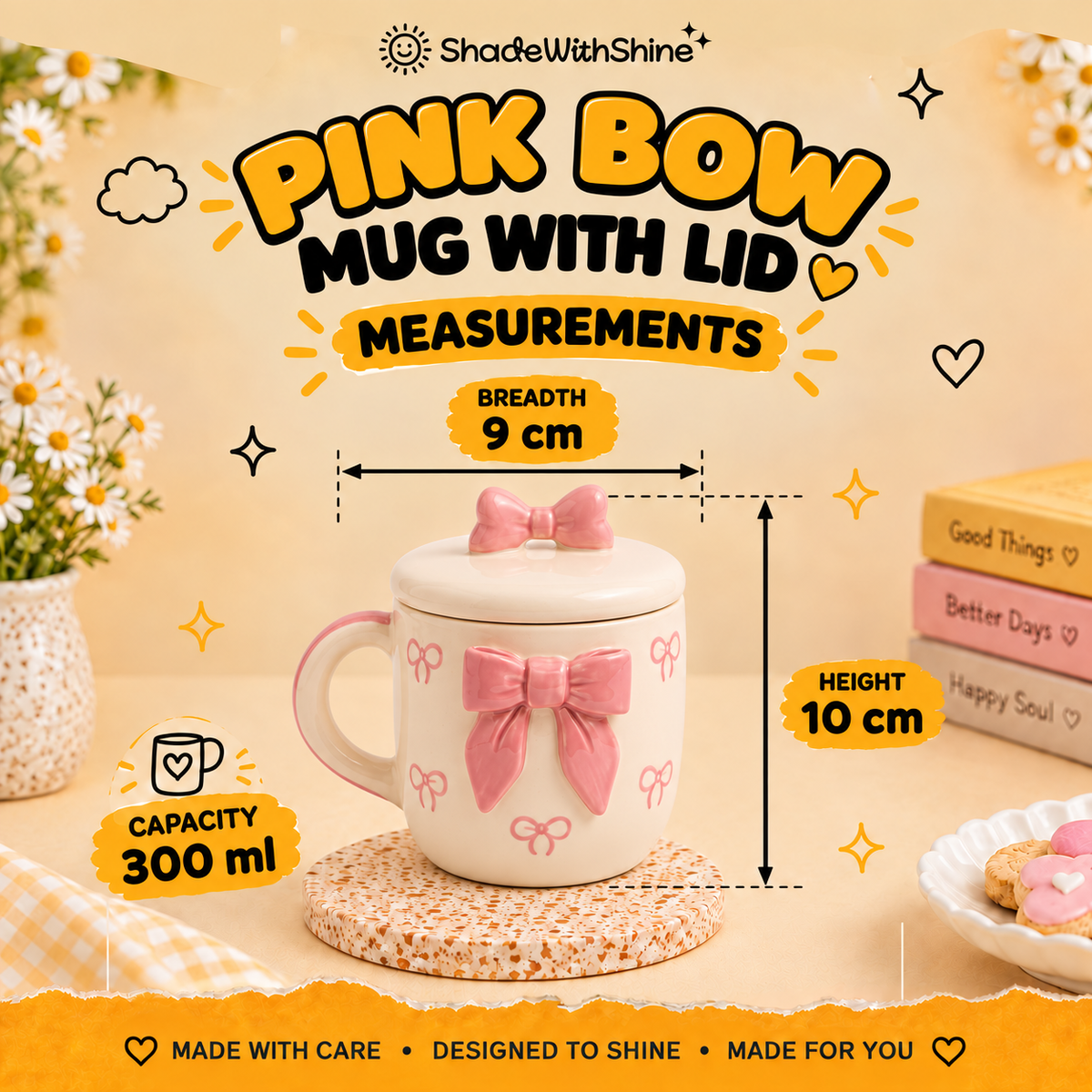 Pink Bow Mug with Lid