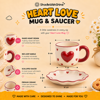 Heart Love Mug & Saucer
