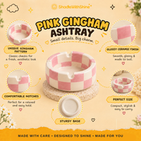 Pink Gingham Ashtray