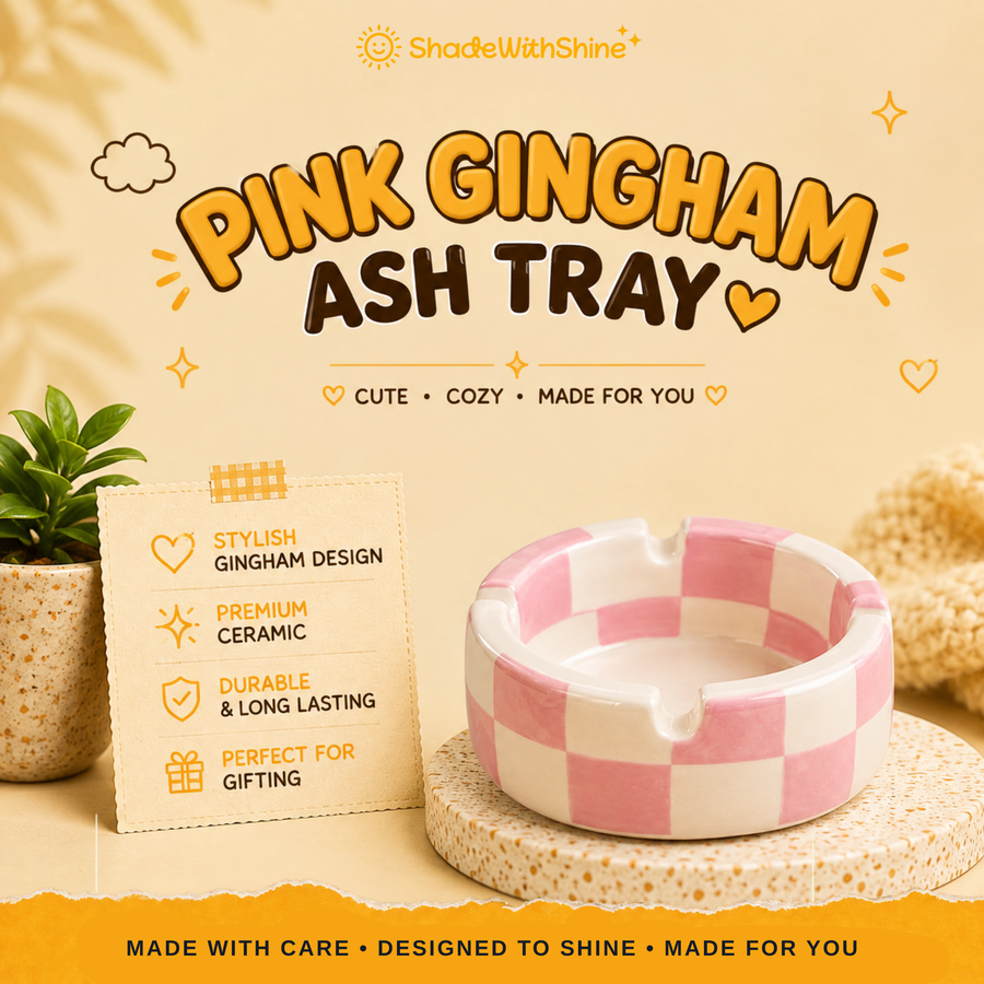 Pink Gingham Ashtray
