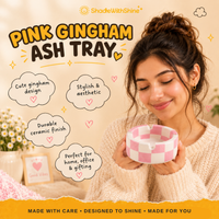 Pink Gingham Ashtray